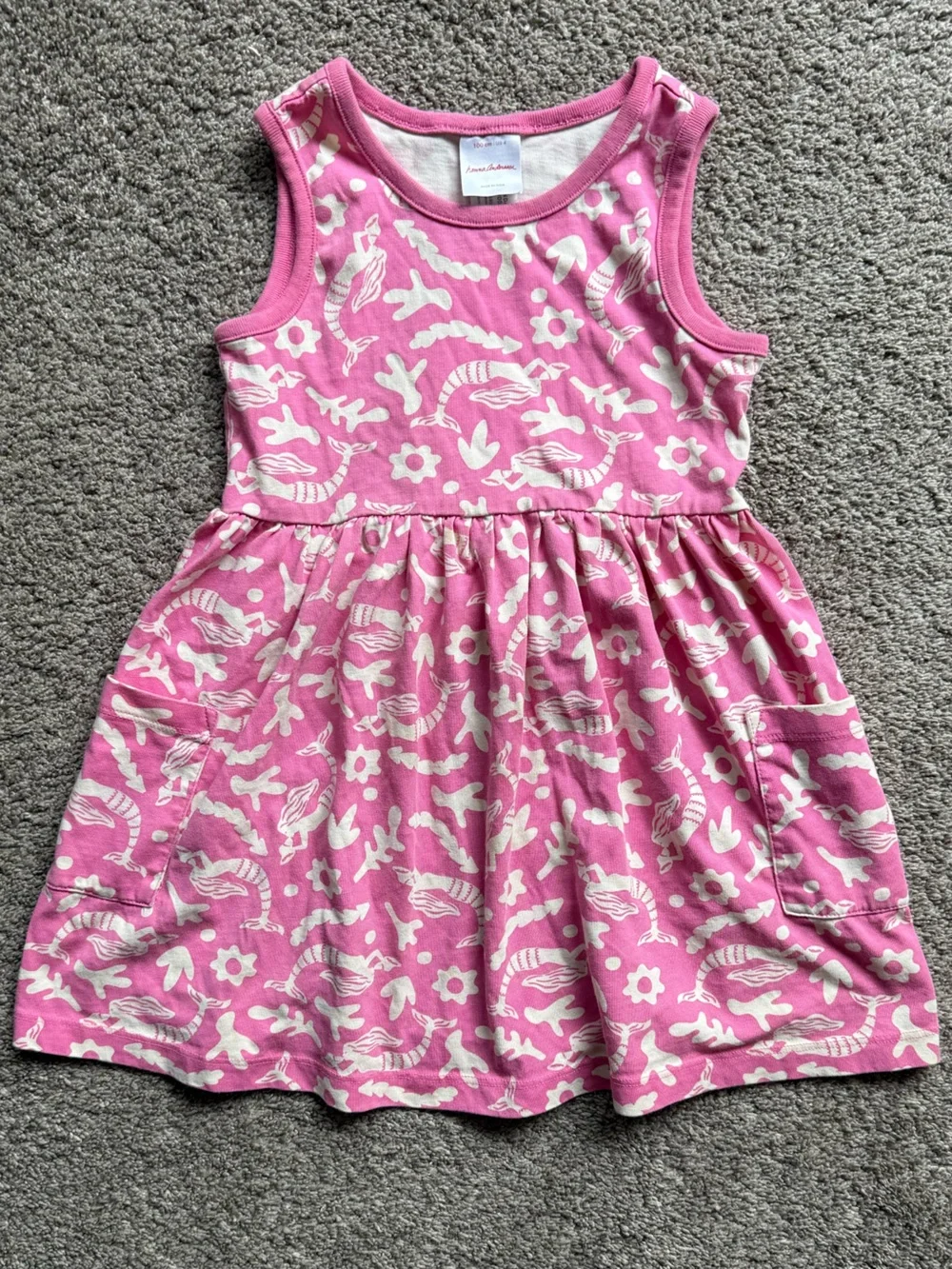 Hanna Andersson Pink Mermaid Sleeveless Playground Dress with Pockets